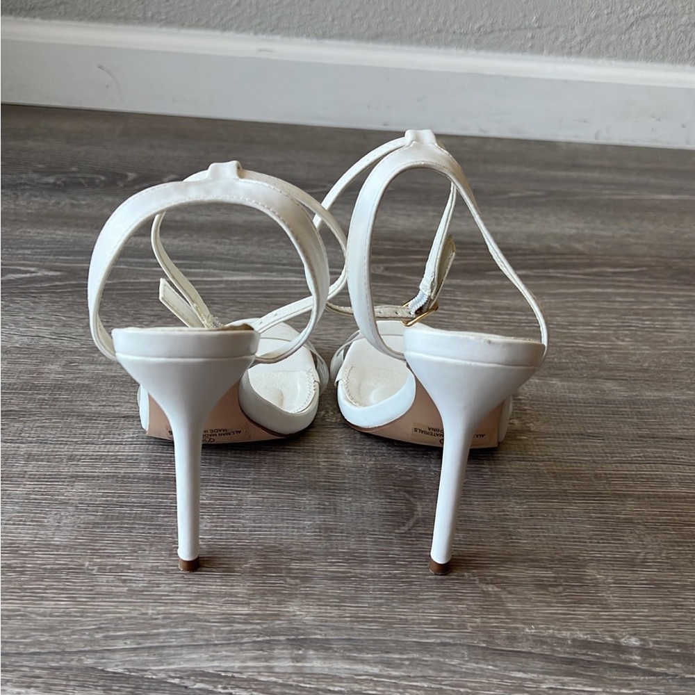 Eisley White Ankle Strap Heels Lulus Size 7.5 Stiletto Heel - Picture 5 of 9
